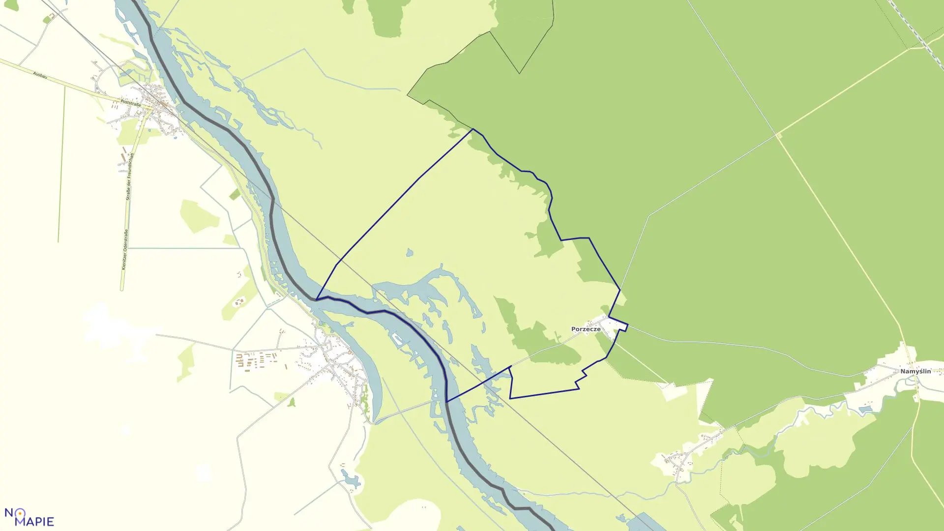 Mapa obrębu PORZECZE w gminie Boleszkowice